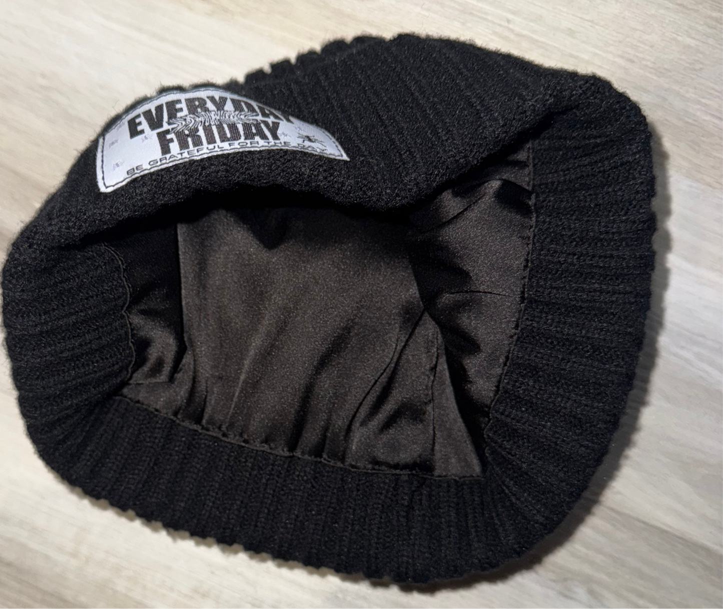 Everyday Friday Black Silk-Lined Beanie