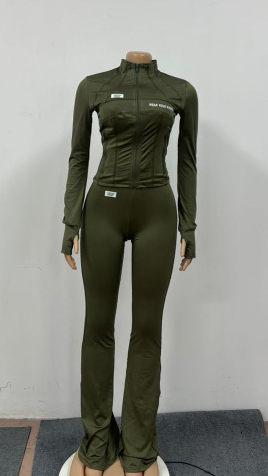 Olive Green Activewear Suit